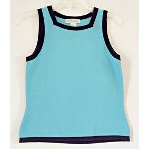 Dress Barn Vintage Teal Blue/Black  Zip Up Rayon Nylon  Sweater SET Pet Small